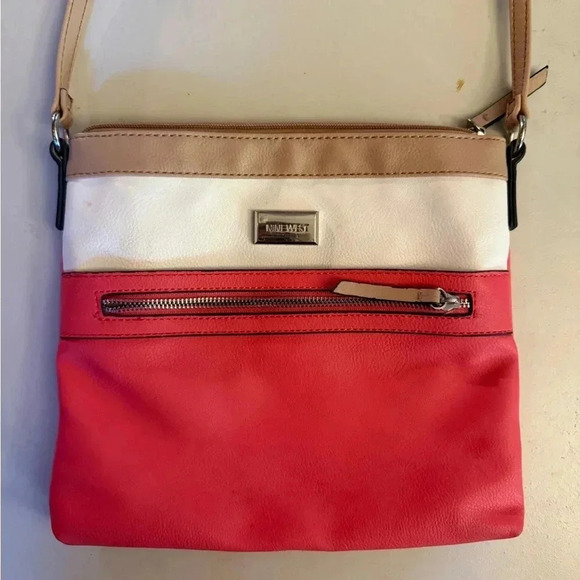 NINE WEST Women’s purse Pink and white the bag Long Adjustable Strap - Picture 1 of 6